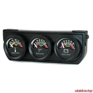 AutoMeter GAUGE CONSOLE; OILP/WTMP/VOLT; 1.5in.; 100PSI/280deg.F/18V; ELEC BK DIAL; BK BZL - Image 1