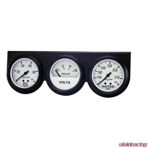 AutoMeter GAUGE CONSOLE; OILP/WTMP/VOLT; 2 5/8in.; 100PSI/280deg.F/16V; WHT DIAL; BLK BZL; - Image 1