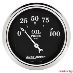 AutoMeter GAUGE; OIL PRESS; 2 1/16in.; 100PSI; ELEC; OLD TYME BLACK - Image 1