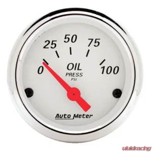 AutoMeter GAUGE; OIL PRESS; 2 1/16in.; 100PSI; ELEC; ARCTIC WHITE - Image 1