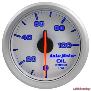 AutoMeter 2-1/16in. OIL PRESS; 0-100 PSI; AIRDRIVE; SILVER - Image 1