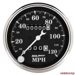 AutoMeter GAUGE; SPEEDO.; 3 1/8in.; 120MPH; MECHANICAL; OLD TYME BLK - Image 1