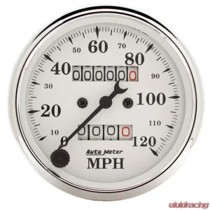 AutoMeter GAUGE; SPEEDOMETER; 3 1/8in.; 120MPH; MECHANICAL; OLD TYME WHITE - Image 1