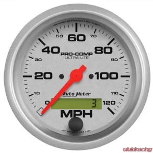 AutoMeter GAUGE; SPEEDO; 3 3/8in.; 120MPH; ELEC. PROGRAM W/LCD ODO; ULTRA-LITE - Image 1