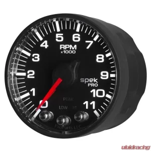 AutoMeter GAUGE; TACH; 2 1/16in.; 11K RPM; W/SHIFT LIGHT/PEAK MEM; BLK/BLK; SPEK-PRO - Image 4
