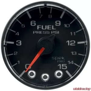 AutoMeter GAUGE; FUEL PRESS; 2 1/16in.; 15PSI; STEPPER MOTOR W/PEAK/WARN; BLK/BLK; SPEK - Image 1
