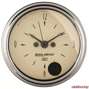 AutoMeter GAUGE; CLOCK; 2 1/16in.; 12HR; ANALOG; ANTIQUE BEIGE - Image 1