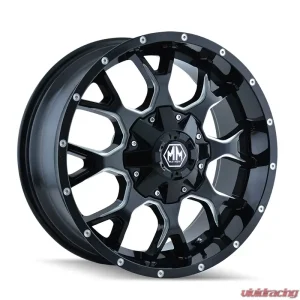 Mayhem Warrior 8015 Gloss Black Milled 17X7.5 5X110/5X127 30MM 72.62MM Wheel - Image 1