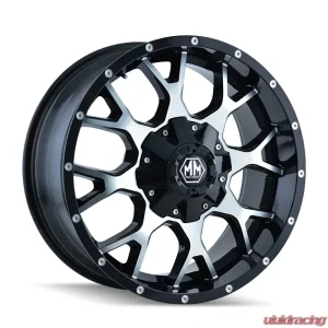 Mayhem Warrior 8015 Gloss Black Machined 17X9 6X135/6X139.7 18MM 106MM Wheel - Image 1