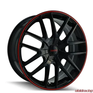 Touren TR60 3260 Wheel 16x7 5x110/5x115 42mm 72.62mm Gloss Black w/ Red Ring - Image 1