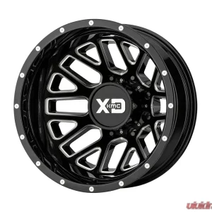 XD Series XD843 Grenade Dually Wheel 17x6.5 8x8x210 -155mm Gloss Black Milled - Rear - Image 1