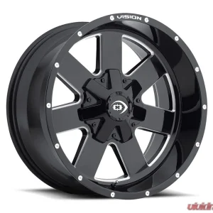 Vision 411 Arc Wheel 17x9 6x5.5 -12mm Gloss Black Milled Spoke - Image 1