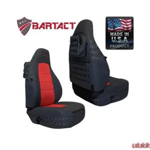 Bartact Black/Red Tactical Series Front Seat Covers Jeep Wrangler TJ 2003-2006 - Image 1