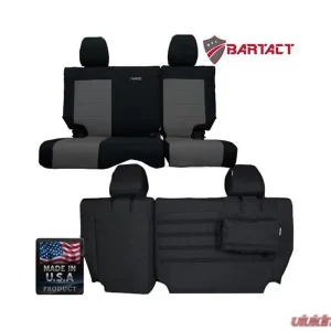 Bartact Black/Graphite Tactical Series Rear Split Bench Seat Covers Jeep Wrangler JK 4 DR 2008-2010 - Image 1