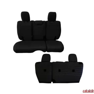 Bartact Black/Black Tactical Rear Bench Seat Covers Jeep Wrangler JL 4 DR w/o Fold Down Armrest 2018-2024 - Image 1