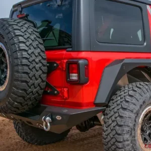 DV8 Off-Road Tailgate Mounted Tire Carrier for 2018-Present Jeep Wrangler JL, Black Steel - Image 1
