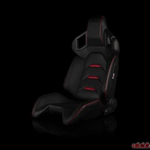 Braum Racing Alpha X Series Sport Seats (Pair) - Black Leatherette w/ Red Insert - Image 1