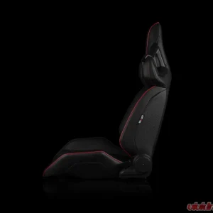 Braum Racing Alpha X Series Sport Seats (Pair) - Black Leatherette w/ Red Insert - Image 3