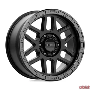 KMC KM544 Mesa Wheel 17x9 6x114.3 18mm Satin Black w/ Gloss Black Lip - Image 1