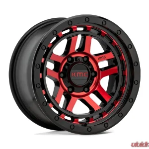 KMC KM540 Recon Wheel 17x9 6x139.7 -12mm Gloss Black Machined w/ Red Tint - Image 1