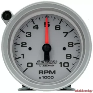 AutoMeter GAUGE; TACH; 3 3/4in.; 10K RPM; PEDESTAL W/EXT SHIFT LIGHT; SLVR DIAL BLK CASE; - Image 1