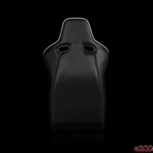 Braum Racing Venom-X Series Fixed Back Bucket Seat (Each) - Black Diamond Leatherette w/ White Trim - Image 4