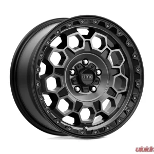KMC KM545 Trek Wheel 17x8 5x114.3 35mm Satin Black w/ Gray Tint - Image 1