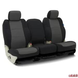 Coverking Custom Seat Covers 1 Row Neoprene Medium Gray | Black Sides Front Toyota Tacoma 2016-2021 - Image 1