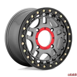 KMC KS240 Recon Beadlock Wheel 15x7 4x137 38mm Gun Metal w/ Gloss Black Ring - Image 2
