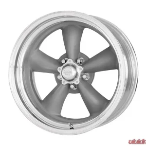 American Racing VN215 Classic Torq Thrust II 1-Piece 22x9 5x127 | 5x5 15mm Mag Grey Machined Lip Wheel - Image 1