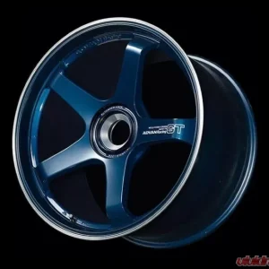 Advan GT Porsche Wheel 21x12 Centerlock 59mm Racing Titanium Blue & Ring - Image 1