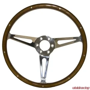 Scott Drake GT350 Style Genuine Wood & Aluminum 14" 6 Hole Steering Wheel Ford Mustang 1965-1973 - Image 1