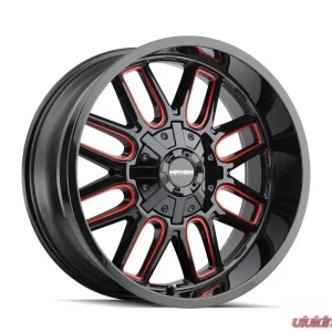Mayhem Wheels Mayhem Cogent 8107 Gloss Black Milled Prism Red Wheel 18x9 6x135/6x139.7 0MM 106MM - Image 1