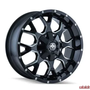 Mayhem Wheels Mayhem Warrior 8015 Gloss Black Milled Wheel 20X9 6X135/6X139.7 -8MM 106MM - Image 1