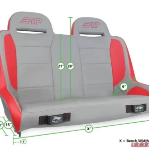 PRP Seats Elite Series Rear Bench Seat for Jeep Wrangler TJ 1997-2006 All Black - Image 2