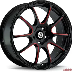 Konig Illusion Wheel 17X7 5X100 Et40 Black/Ball Cut Red - Image 1