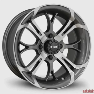 HD Golf Spinout Wheel 14x7 4x101.6 -10mm Gloss Gunmetal Machined Face - Image 1