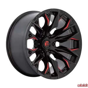 FUEL D823 Flame Wheel 22x12 5x127 | 5x5 -44mm Gloss Black Milled w/Candy Red - Image 1