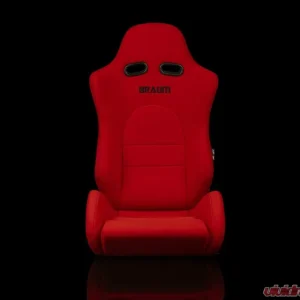 Braum Racing Advan Series Sport Seats (Pair) - Red Jacquard w/ Black Stitching - Image 2