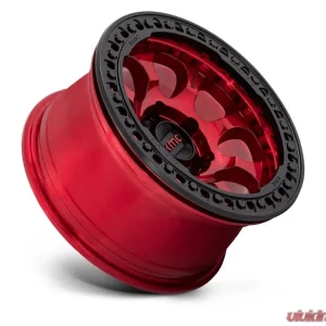 KMC KM237 Riot Beadlock Wheel 17x9 6x139.7 -12mm Candy Red w/ Satin Black Ring - Image 2