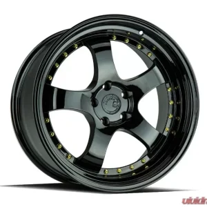 AodHan Wheels AH03 Wheel 19x9.5 5x114.3 22 Full Golss Black with Gold Rivet - Image 1