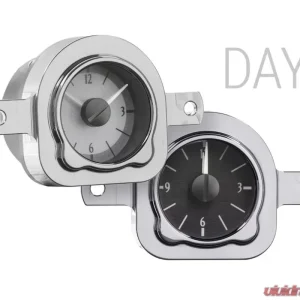 Dakota Digital VLC-51F-K-B Blue Display Analog Clock for 1951 Ford Car, Black Alloy Face - Image 1