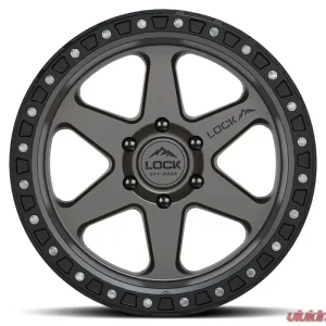 Lock Off-Road Olympus Wheel 20x10 5x127 | 5x5 -18mm Matte Grey w/ Matte Black Ring - Image 2