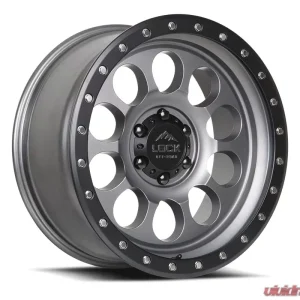 Lock Off-Road 50 Cal Wheel 17x9 6x135 -12mm Matte Grey w/ Matte Black Ring - Image 1