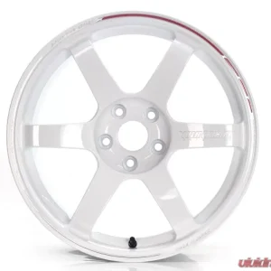 Volk Racing TE37 Saga S-plus Time Attack Wheel 18x9.5 5x114.3 39mm Dash White/REDOT - Image 2