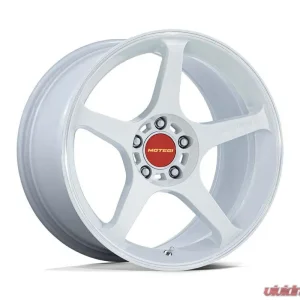 MOTEGI Racing MR159 Battle V Wheel 18x9.5 5x114.3 25mm Matsuri White Pearl w/Machined Lip Stripe - Image 1