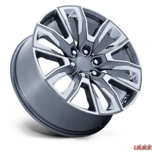 OE Creations PR225 Wheel 22x9 6x139.7 28mm Gloss Gunmetal Machined With Chrome Accents - Image 2