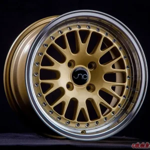 JNC JNC001 Wheel 15x8 4x100 0mm Gold w/ Machined Lip - Image 1