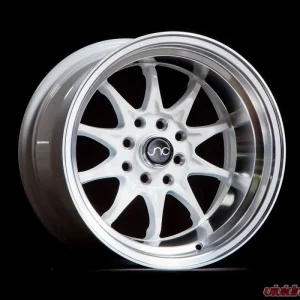 JNC JNC003 Wheel 15x8 4x100|4x114.3 0mm White w/ Machined Lip - Image 1