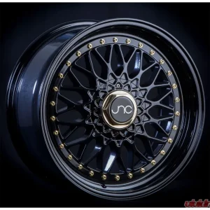 JNC JNC004 Wheel 16x8 5x100|5x114.3 25mm Matte Black w/ Gold Rivets - Image 1